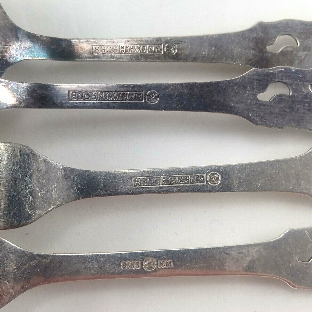 Brodrene Mylius Norway Tele Pattern 830 Silver Cocktail Fork & Soup Spoon Set