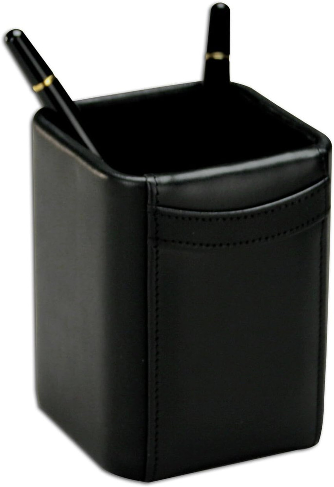 Black Leather Pencil Cup