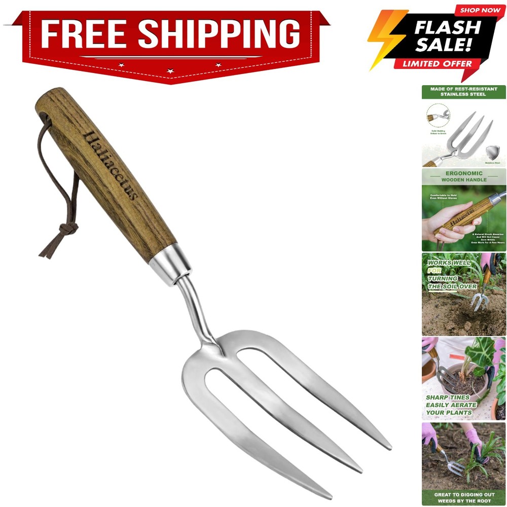 Garden Hand Fork, Hand Weeding Fork with Sharp Tine for Easy Uprooting Large ...