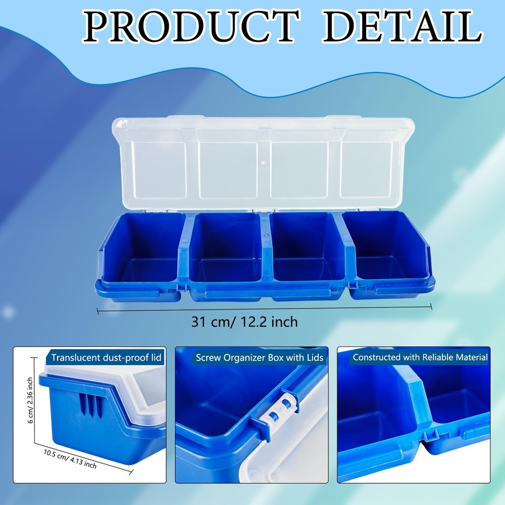 8-Compartment Screw Organizer Boxes for Hardware, Garage, Workbench Storage