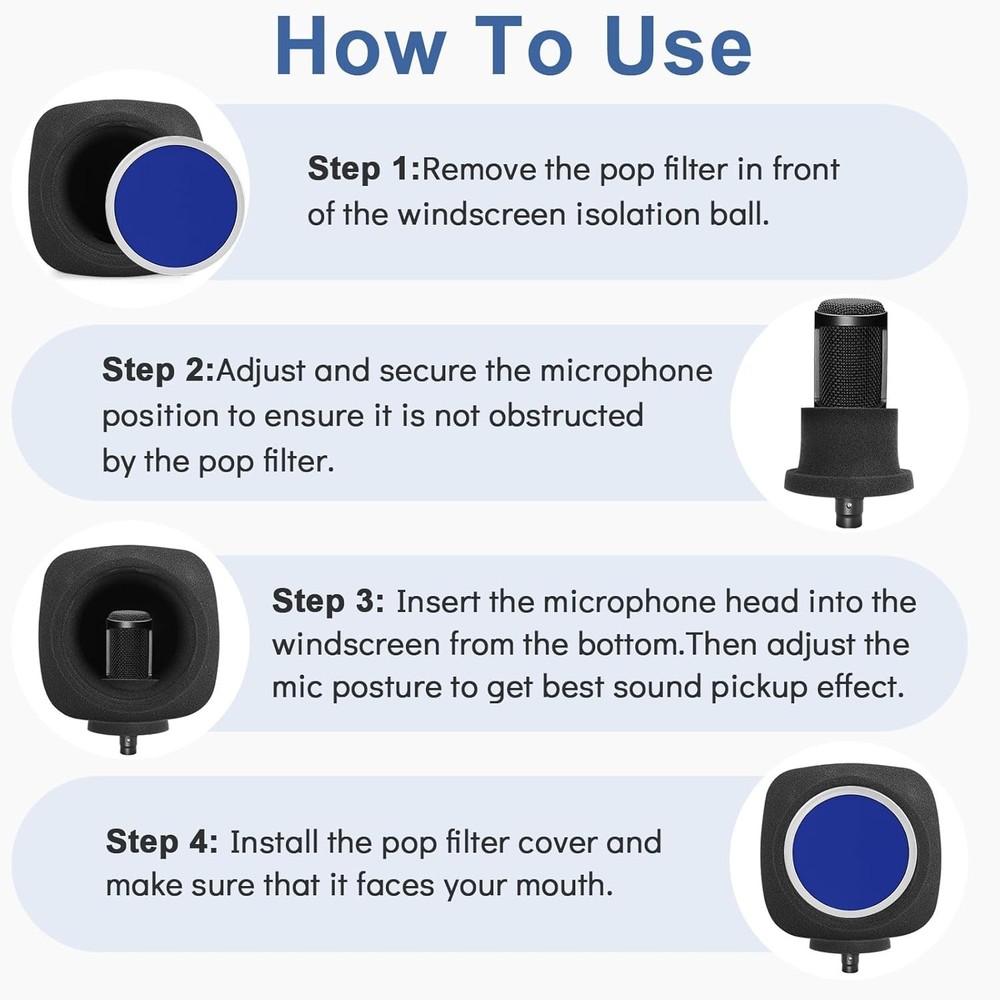 Professional Microphone Isolation Shield with Dual Pop Filter - Noise Reduction