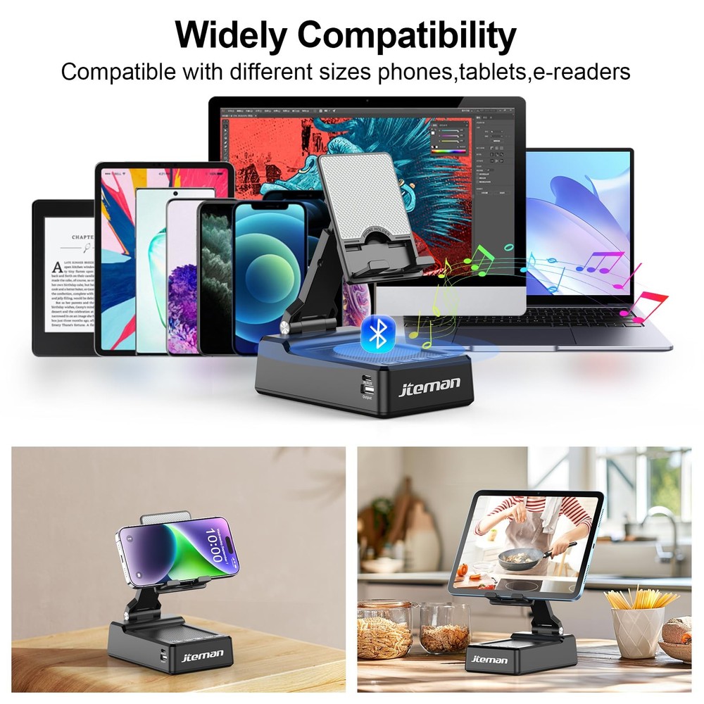 Adjustable Cell Phone Stand With Bluetooth Speaker Charging Function Tech Gift