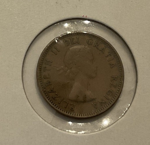 1953 NSS Canada 1c Cent - Error - Reverse partial SPLIT OFF PLANCHET