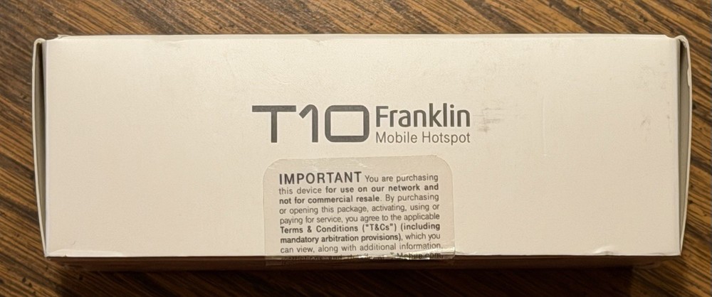 T-Mobile Franklin T10 mobile hotspot. Connects Devices Using Cellar Data.