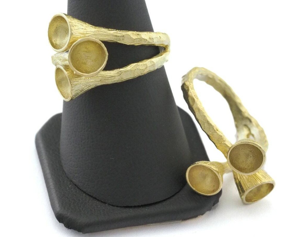 Cone shape setting blanks Adjustable Rings for women Raw brass 8US size 2370