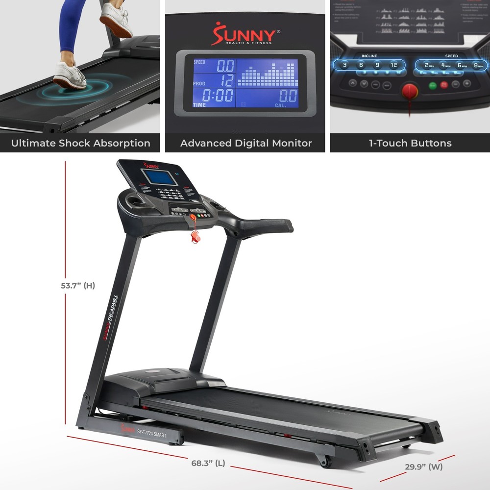 New Bluetooth Shock Absorption Treadmill with Auto Incline Foldable Pulse Sensor