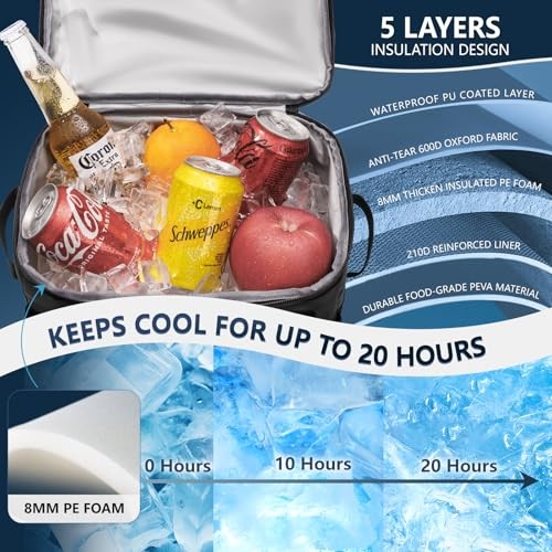 Large Backpack Cooler 36 Can Cooler Backpack with 2 Insulated Compartments