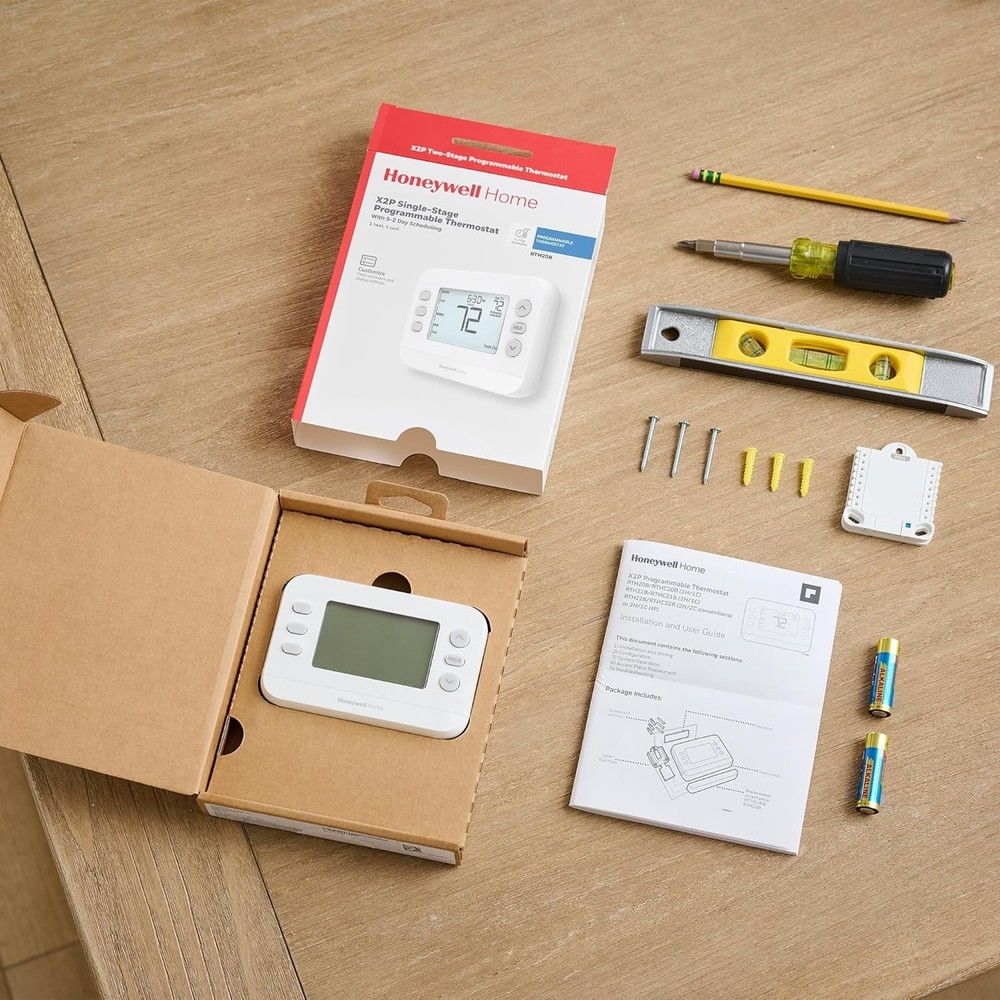 New! Programmable Thermostat, Single-Stage, 1 Heat/1 Cool Compatibility, 5-2 ...