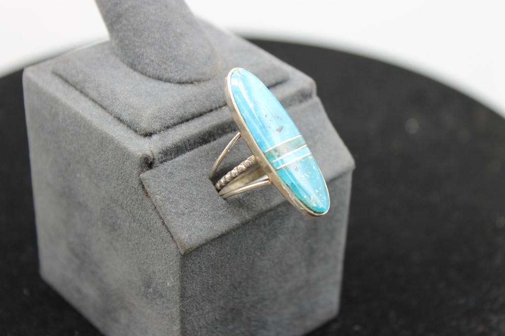 Kingman Turquoise and Sterling Silver Ring Size 8