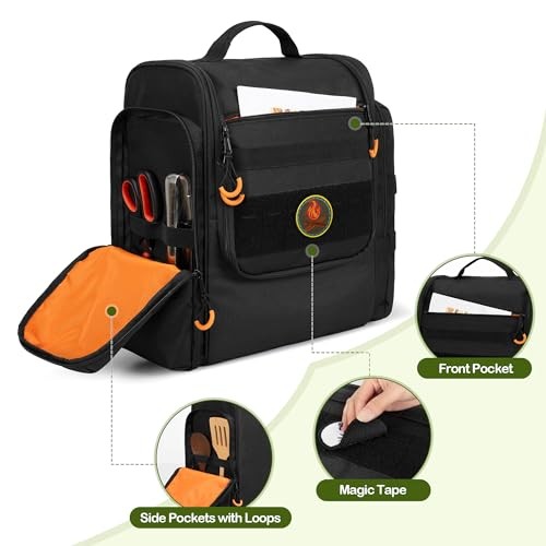 Large Tactical Camping Kitchen Organizer, Hanging Cookware Storage Bag Black