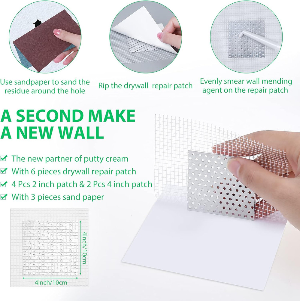Drywall Repair Kit - Large Hole Patch, Wall Mending Agent 2 Pack Spackle