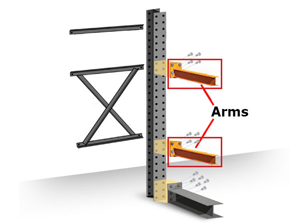 Structural Cantilever Racking Straight Arm - 48" x 5" Heavy Duty Arm