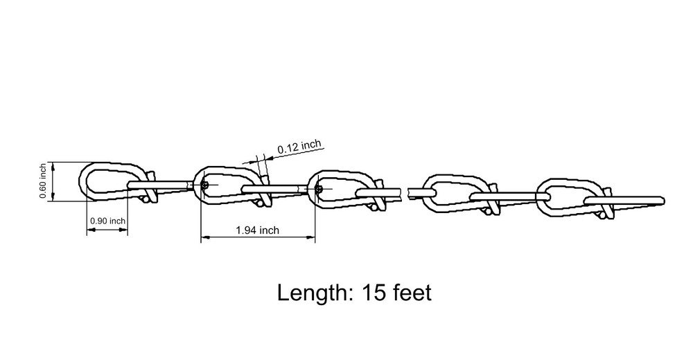 2/0 Double Loop Chain, Multi Length, Maximum 200ft, Steel Utility Chain, Yellow