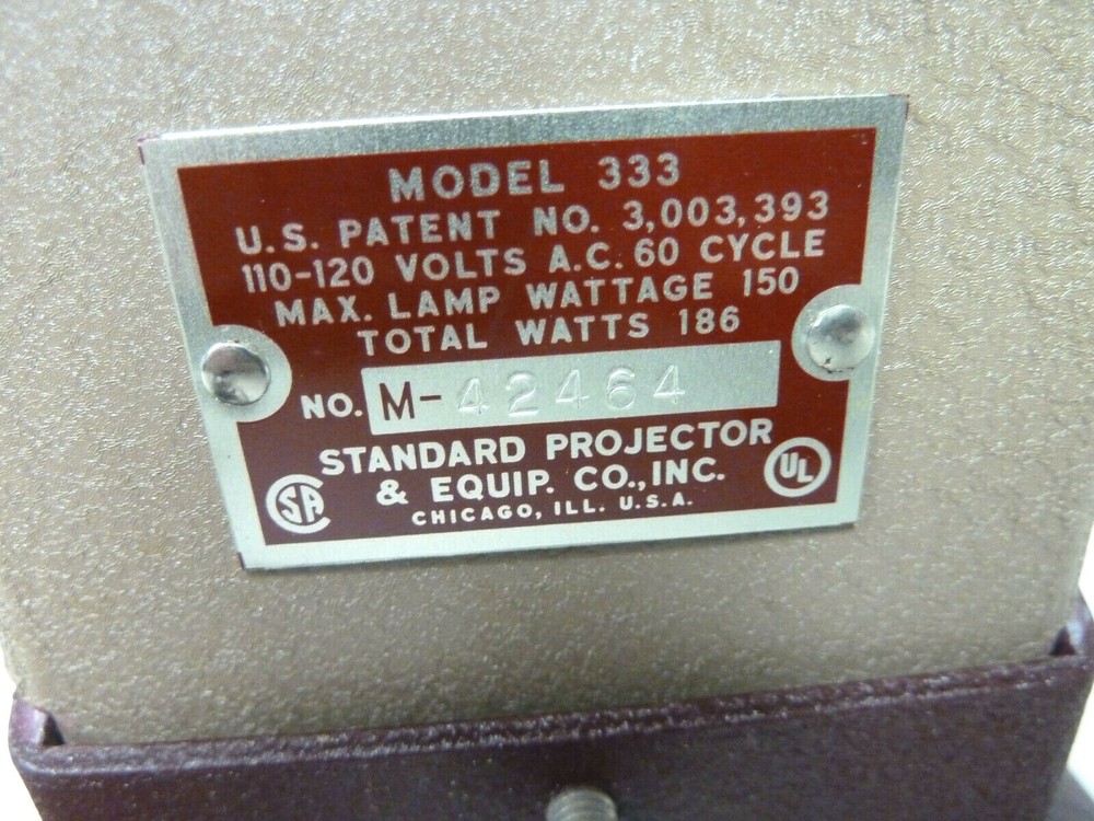 Vintage Standard Model 333 Film Projector Not Fully Tested