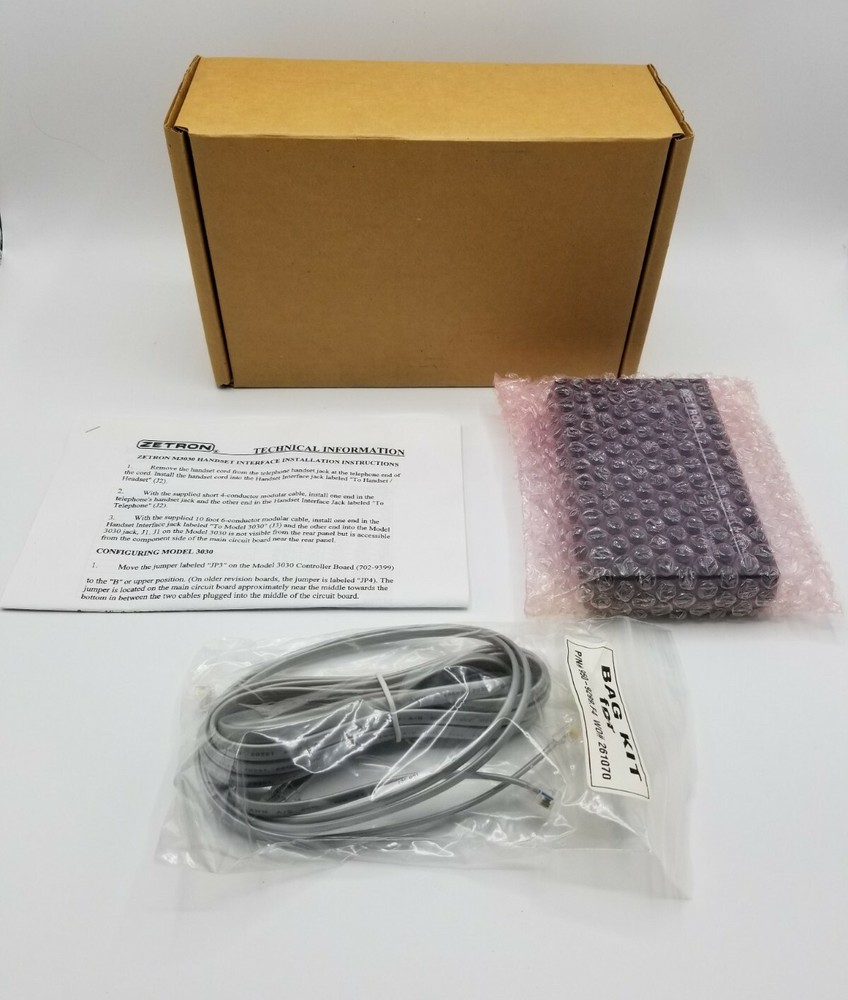 New Zetron 3030 Tdd HandSet Interface W/Cable & Manual