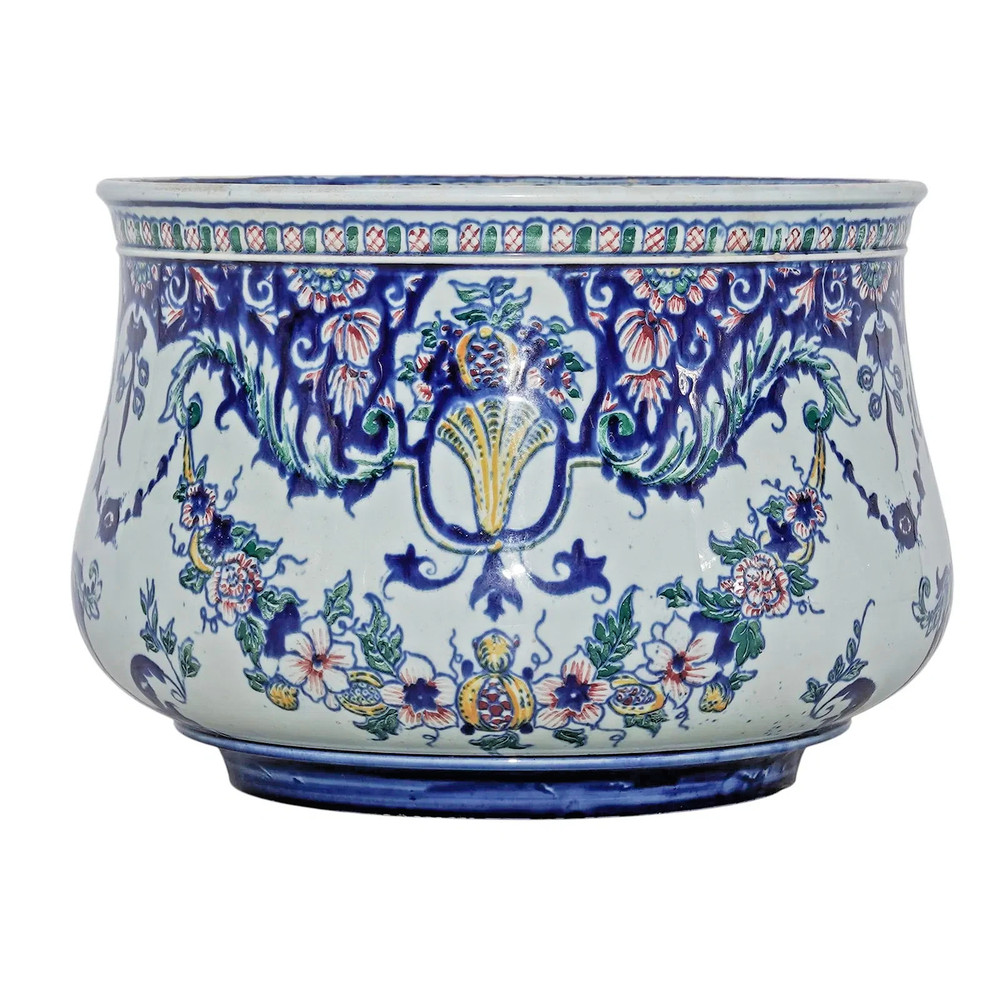 19th Cent. French Faience Cache Pot