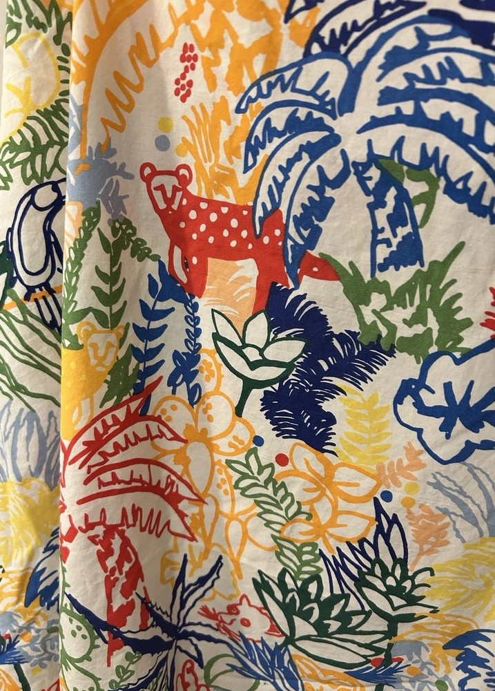 Brooklinen Crib Fitted Sheet Multi JUNGLE Pattern Cotton EUC!