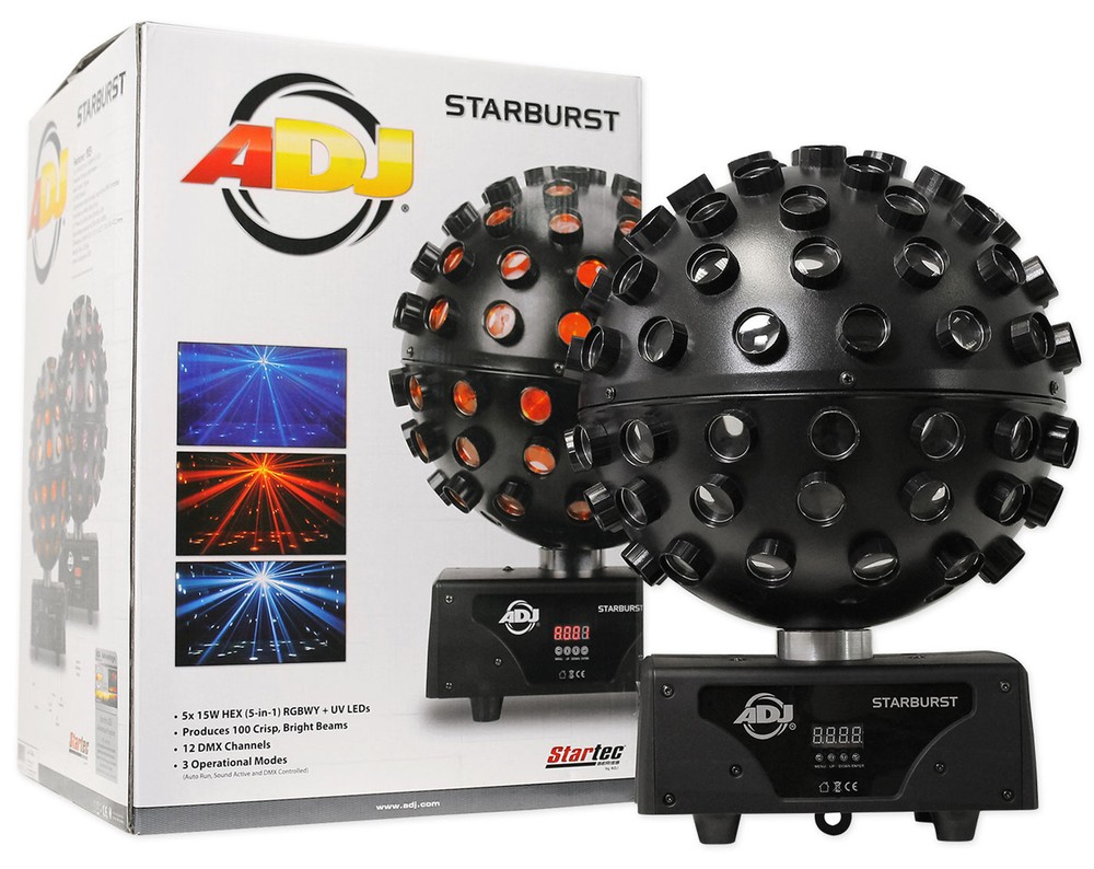 (2) American DJ ADJ Starburst Sphere Shooting Beam Effect Lights+DMX Controller