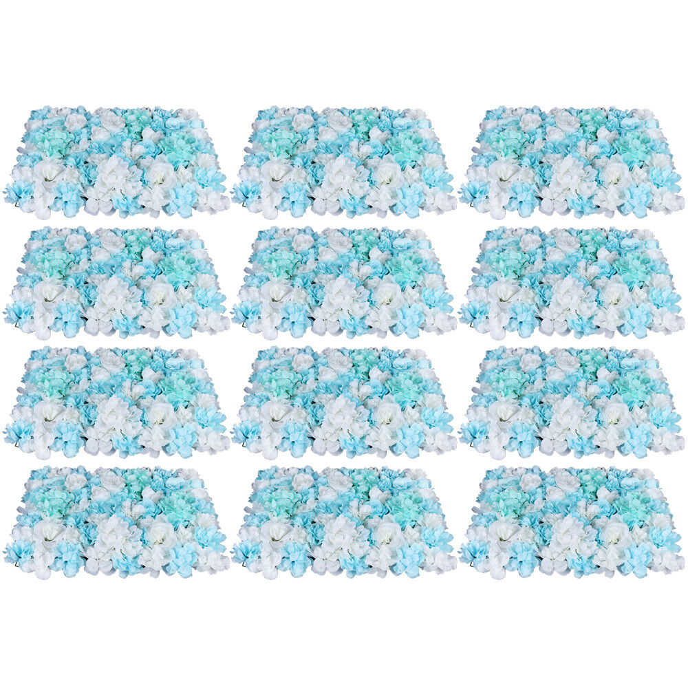 12Pcs Silk Artificial Rose Flower Wall Panel Party Decor Wedding Backdrops Set