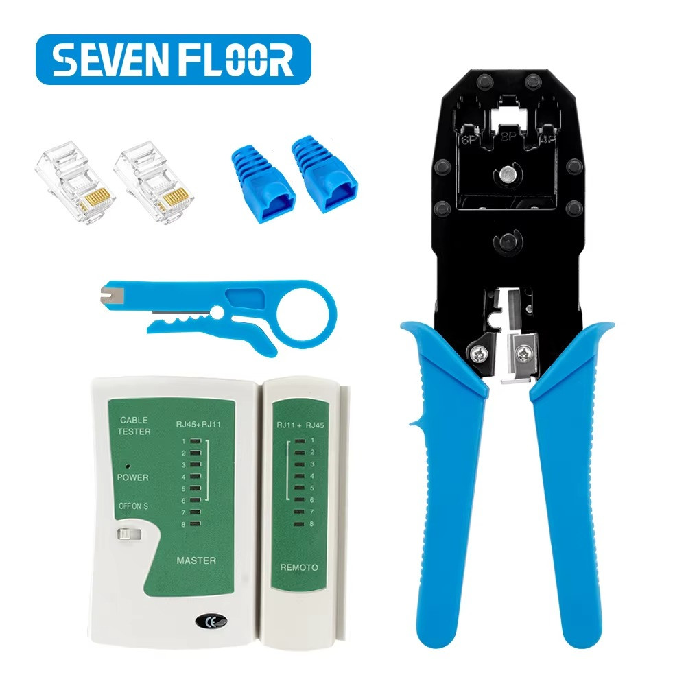 Network Tool Kit - RJ45 Crimper, Tester & Strippers for Ethernet Cable Work