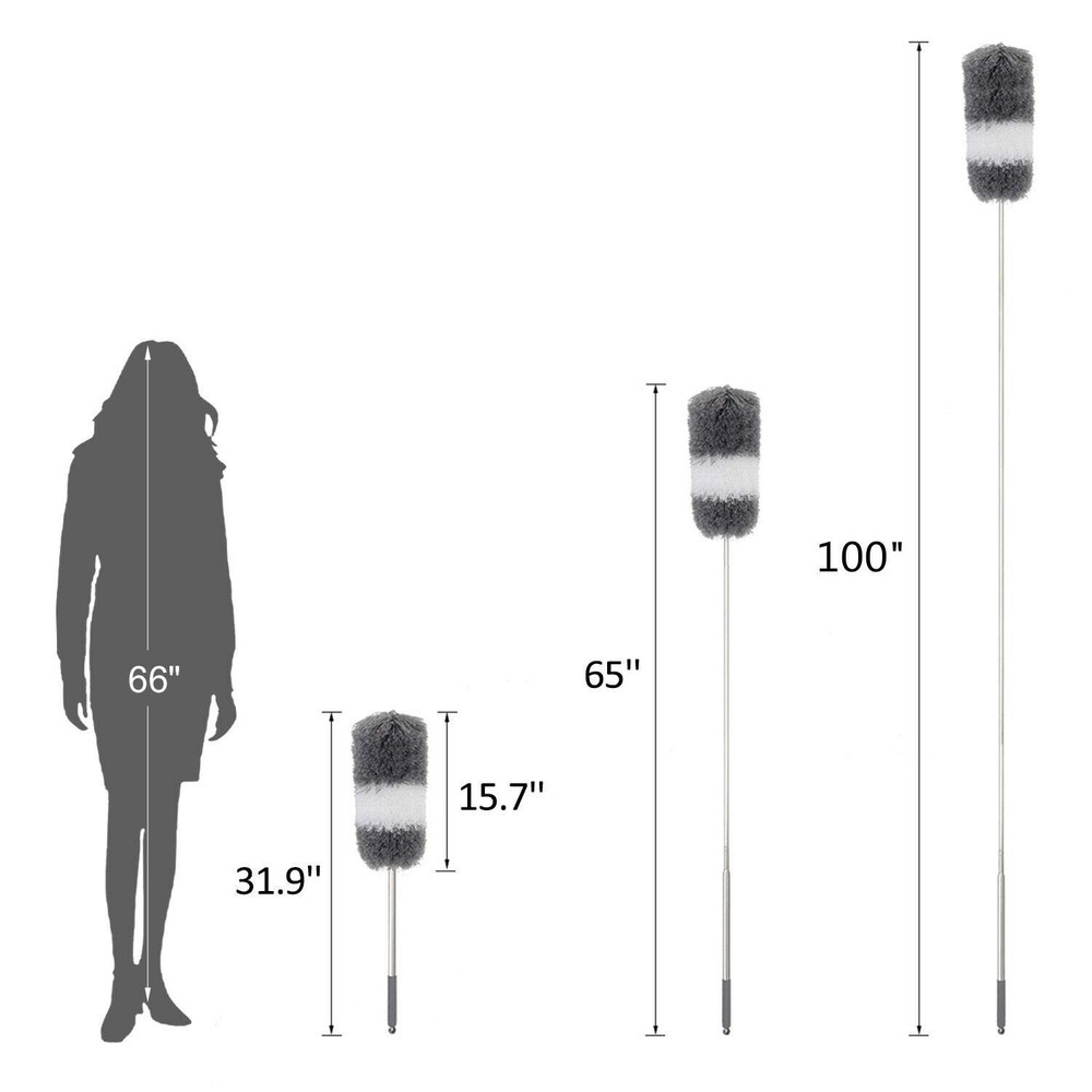 Telescoping Duster 100", Flexible Head, Microfiber Feather, Gray