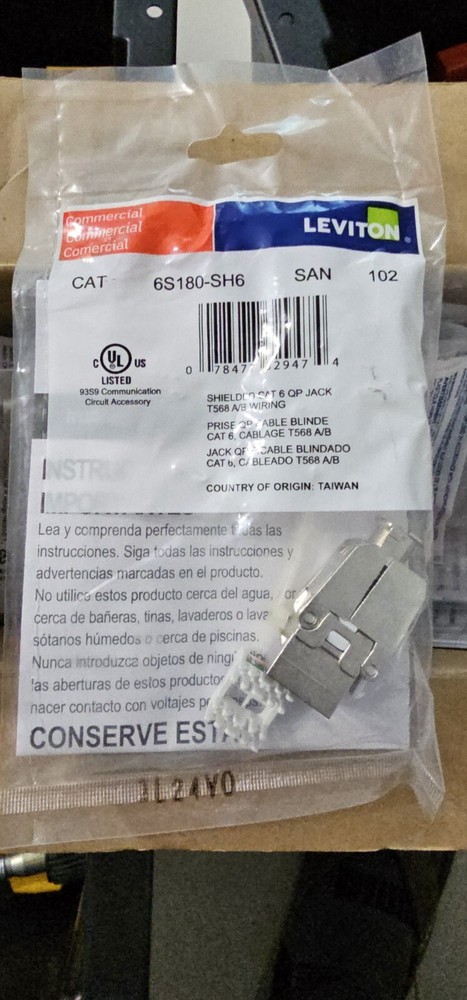 LEVITON 6S180-SH6 SHIELDED CAT 6 QP JACK