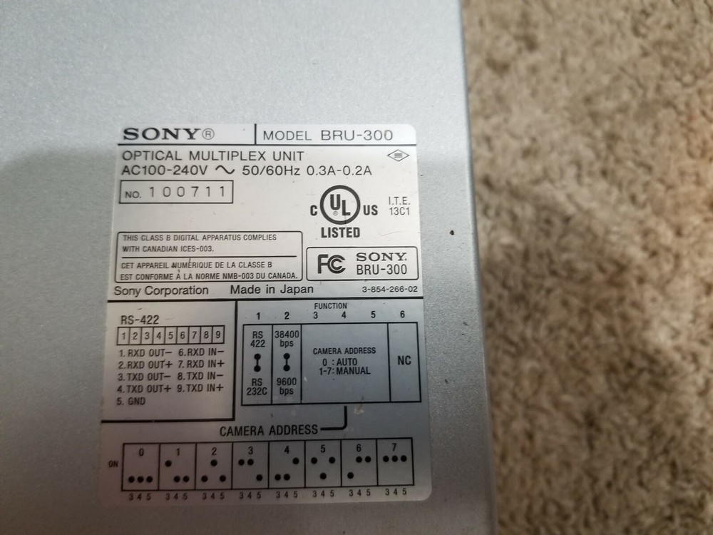 Sony BRU-300 Optical Multiplex Unit