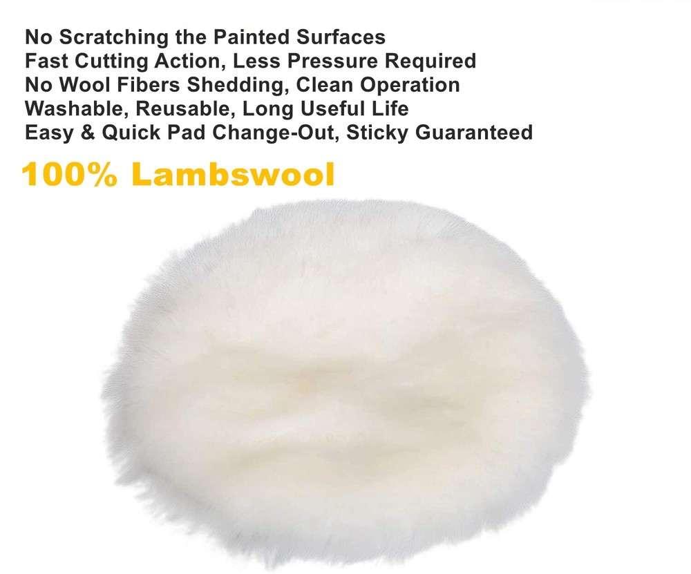 2PACK 7" Hook Loop Auto Wool Buffer Wheel Lambswool Polishing Waxing Buffing Pad