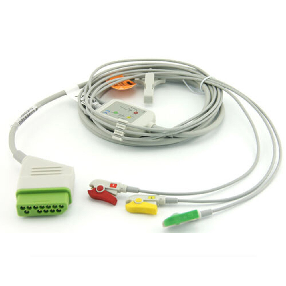 Nihon Kohden Compatible 3-Lead ECG Cable EKG Cable