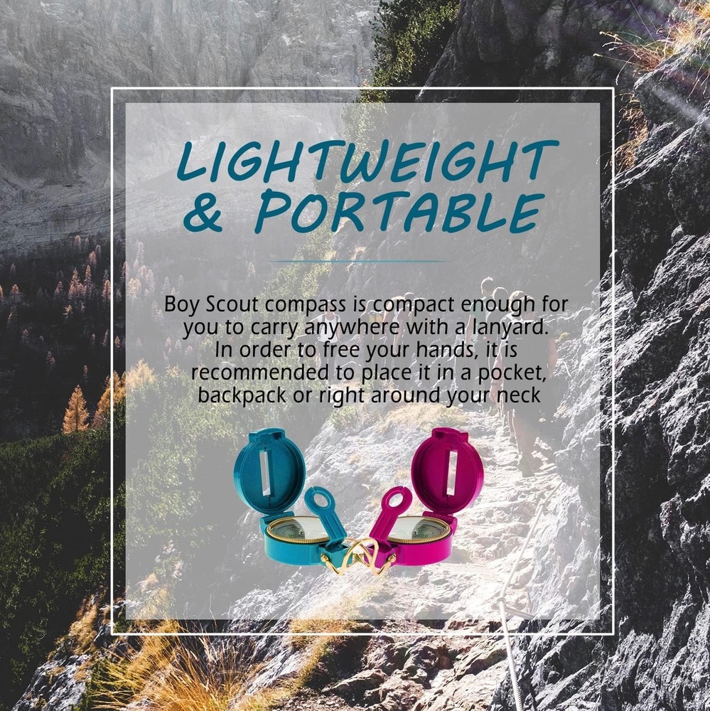 2-Pack Lensatic Compasses Hiking Backpacking Orienteering Compass Navigation ...