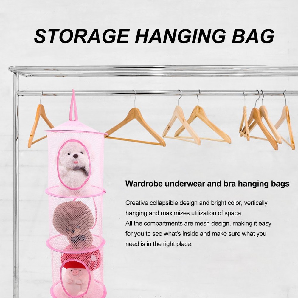 2 Pcs Foldable Hanging Mesh Drying Net Multi Layer Organizer For Clothes Socks