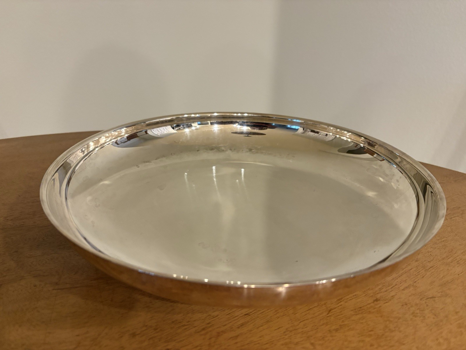 MCM Modernist Silver-plated Shallow Footed Serving Bowl Dish Large 12.5" Oneida