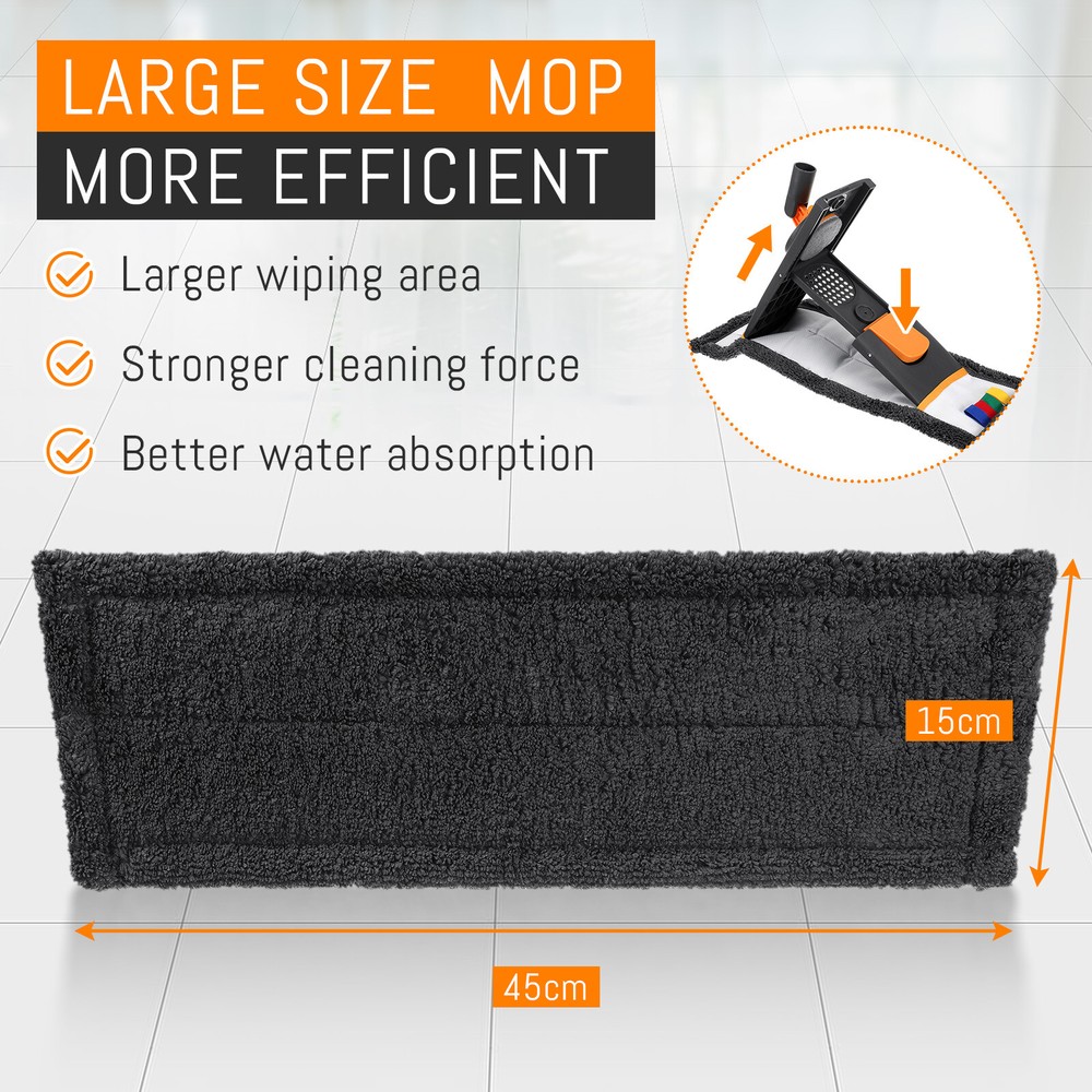 8Pcs Replacement Microfiber Cleaning Refill Pads For Flat Mop 18'' Reusable Tool
