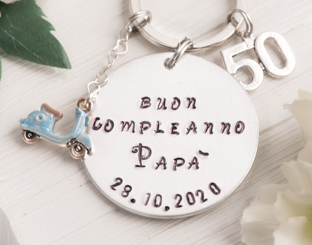 custom scooter keychain 50 years birthday dad