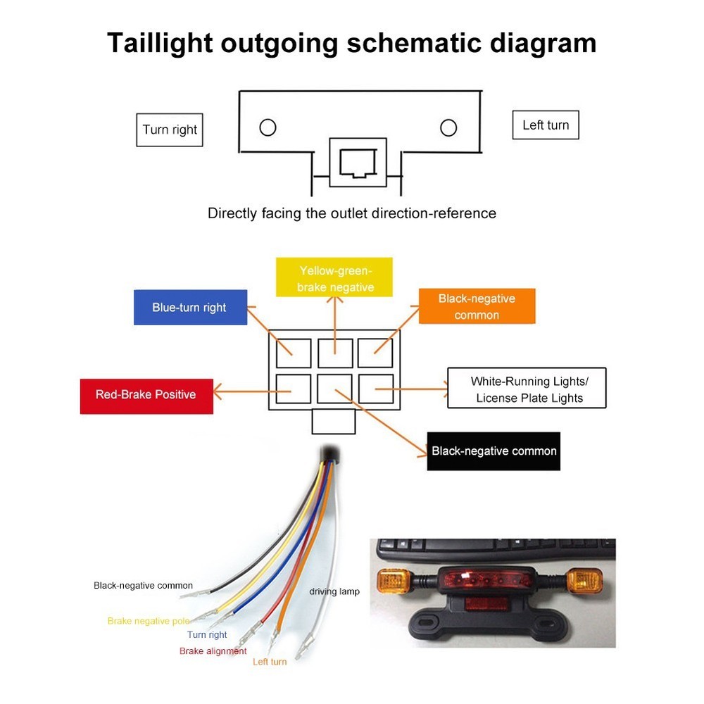 12V Taillight Assembly for E Bike with Brake Light and Signal Function