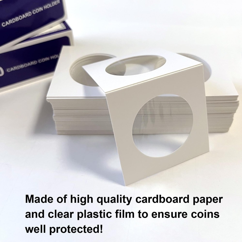 200PCS Assorted Coin Holders 2X2 Cardboard Mylar Flips Include 4 Sizes New--A