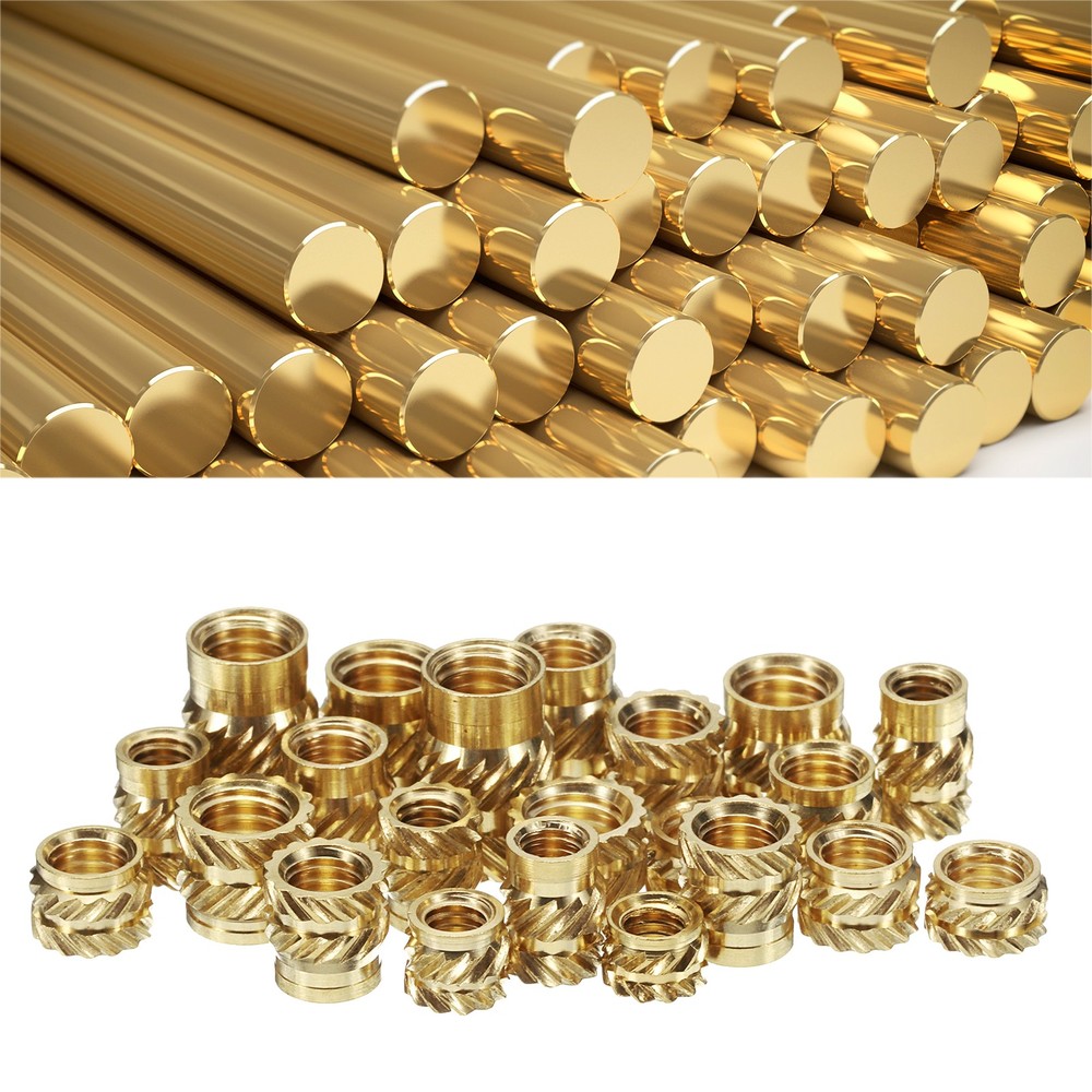 30pcs M5 Threaded Inserts Brass Heat Set Insert M5x9.5mm, OD 7mm Knurled Nuts