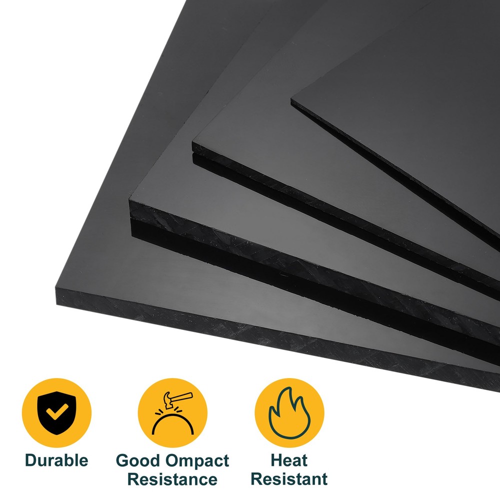 2 Pack ABS Plastic Sheet, 0.04" Thick 4"x6" Flexible Hard Plastic Sheet, Black