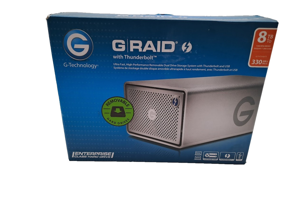 G-Technology G-RAID USB 8TB 2x4TB external hard drive W/USB & Adapter
