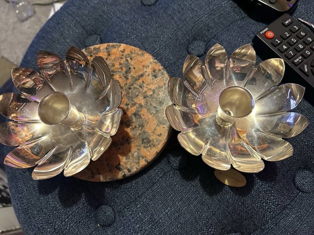 Reed And Barton Lotus Candle Holder Silver Plate