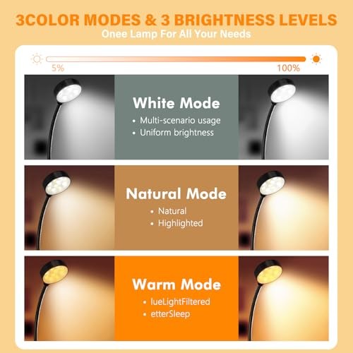 2 Pack 10 LED Rechargeable Book Light for Reading in Bed - Small Black+Black