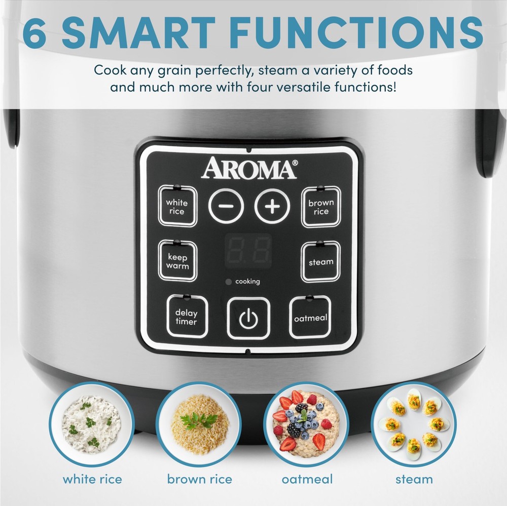 ® 8-Cup (Cooked) / 2 Qt. Digital Rice & Grain Multicooker, Durable Nonstick I...