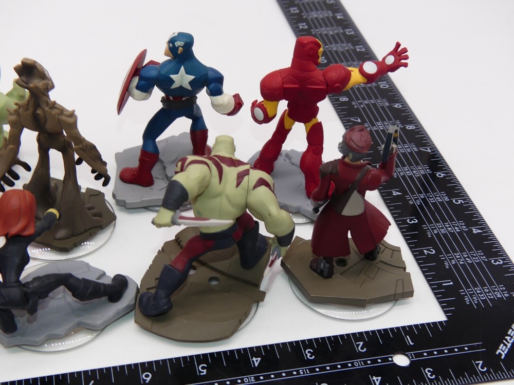 Lot Disney Infinity Game Figure Marvel Groot Rocket Gamora Hulk Iron Galaxy
