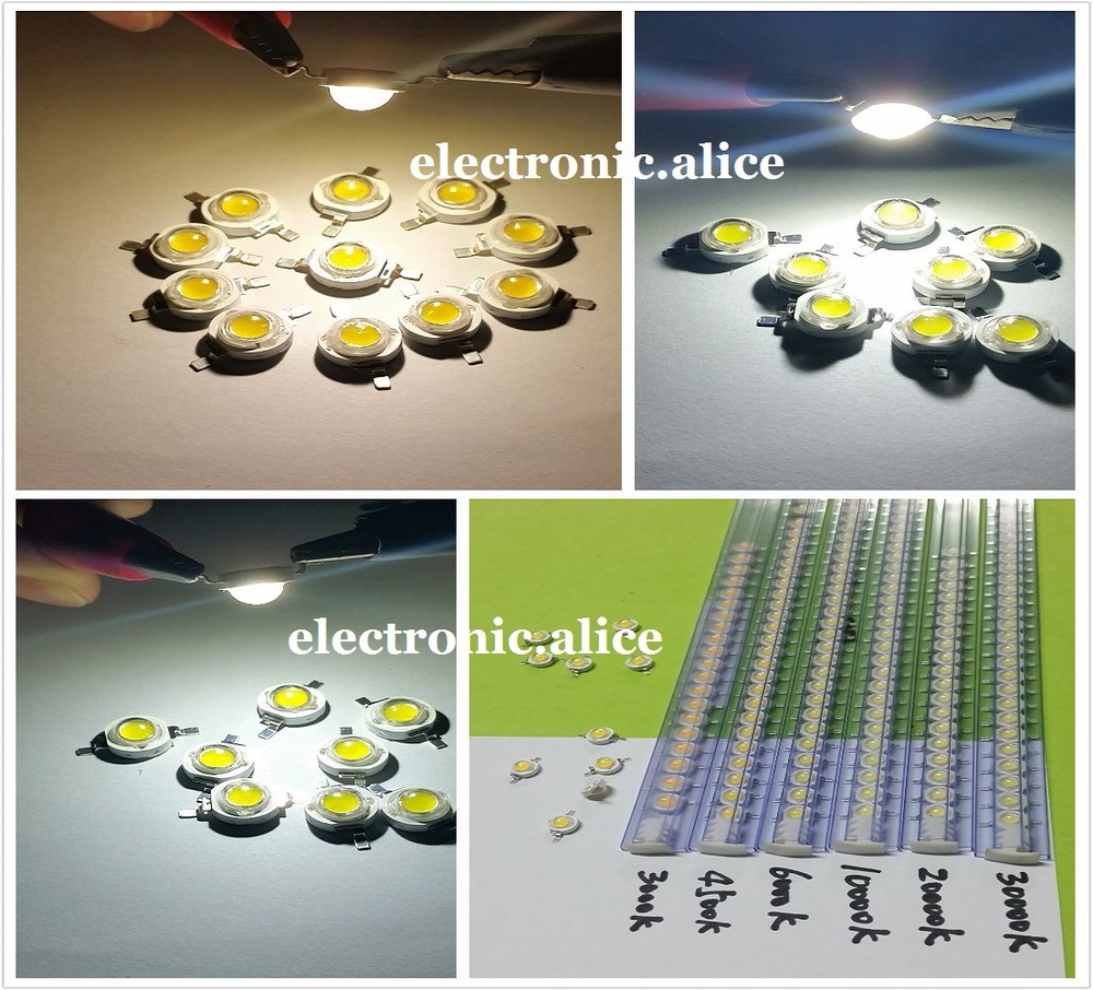 1W 3W High Power White 3000k 6500K 10000K-35000K LED Beads Lamp Chip 10-1000pcs