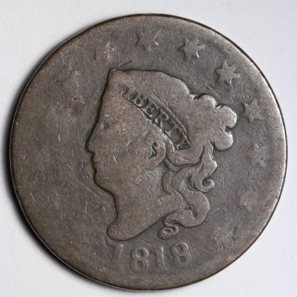 1818 Coronet Head Large Cent E302 YCH