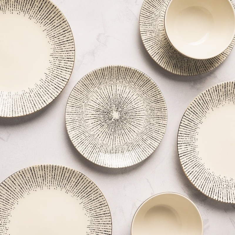 Ceramic Salad Plate Unique Pattern Microwave Dishwasher Safe Round Tableware New