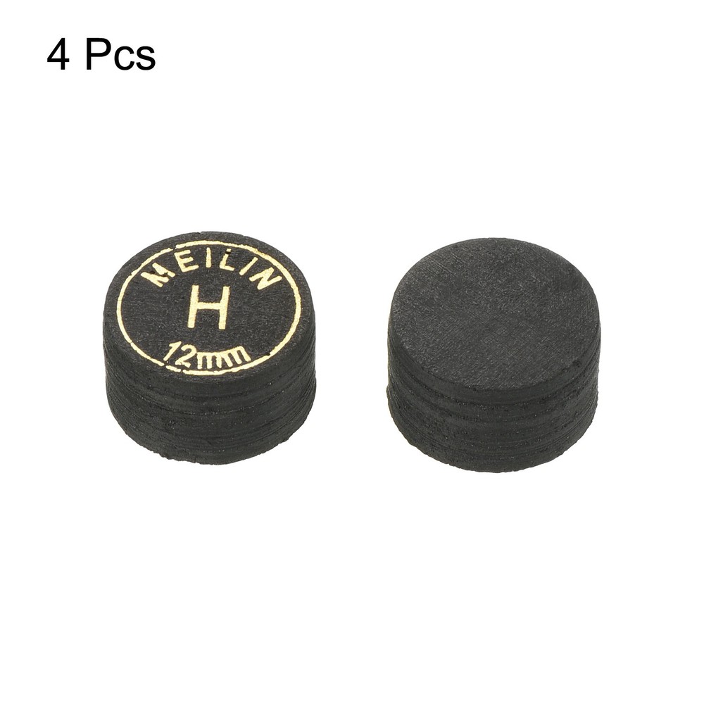 12mm Billiard Stick Tips, 4pcs Hard Multiple Layer Billiard Accessories, Black
