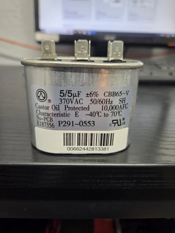 Carrier Run Capacitor Oval, 370V, Dual 5/5 MFD