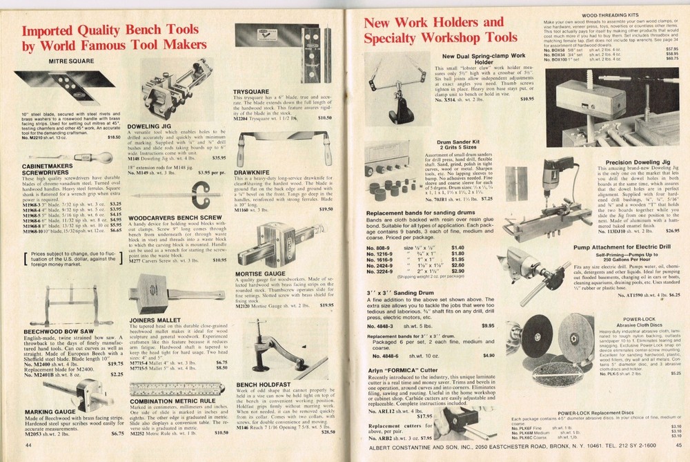 CONSTANTINE WOODWORKER'S Catalog 1980 in Fine+ condition