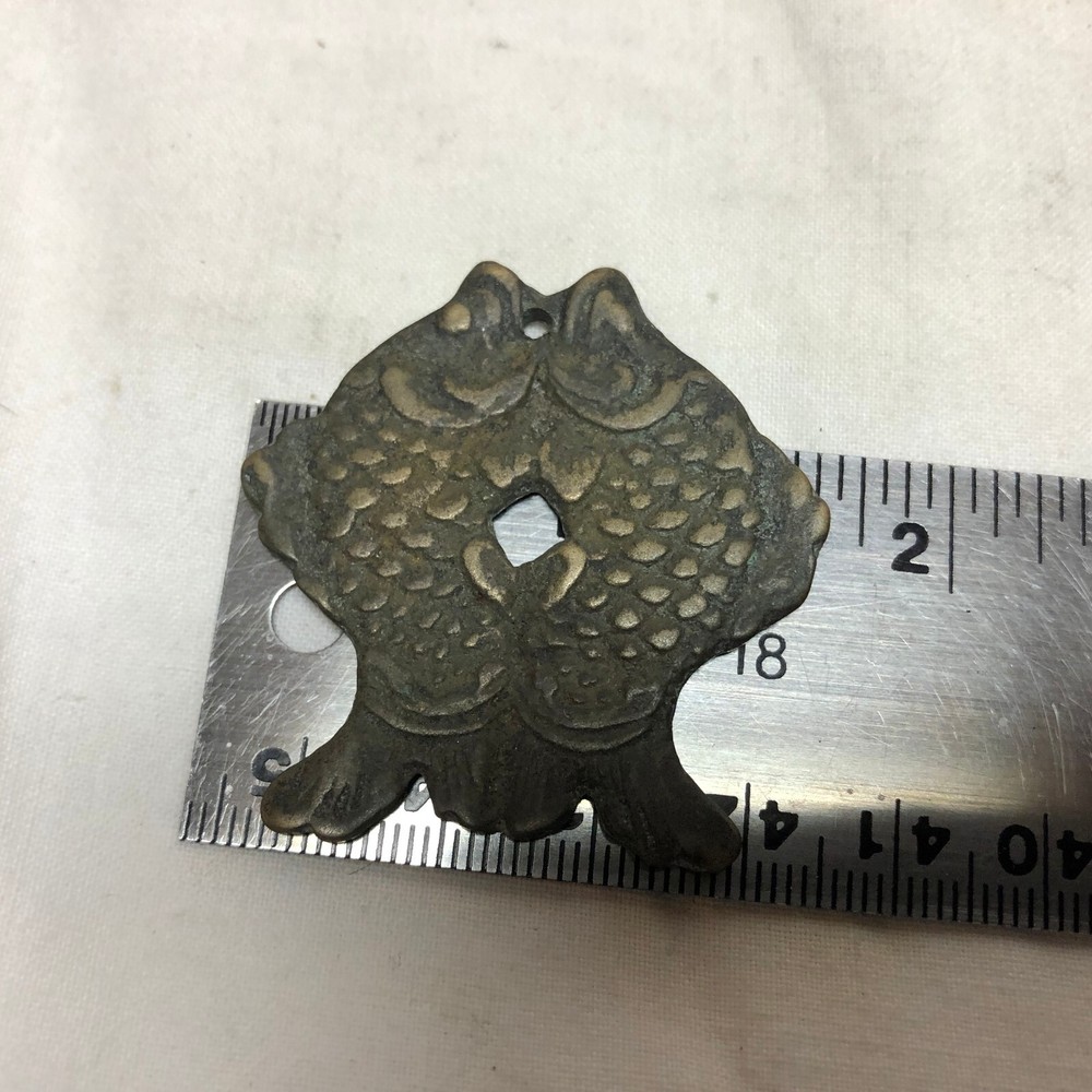 Vintage Brass Fish Charm Ornate Design